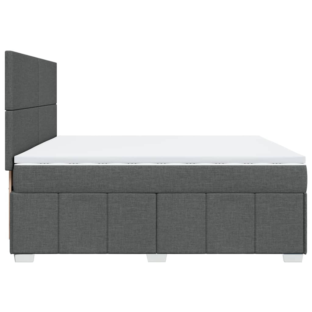 Sommier à lattes de lit avec matelas Gris foncé 200x200cm Tissu