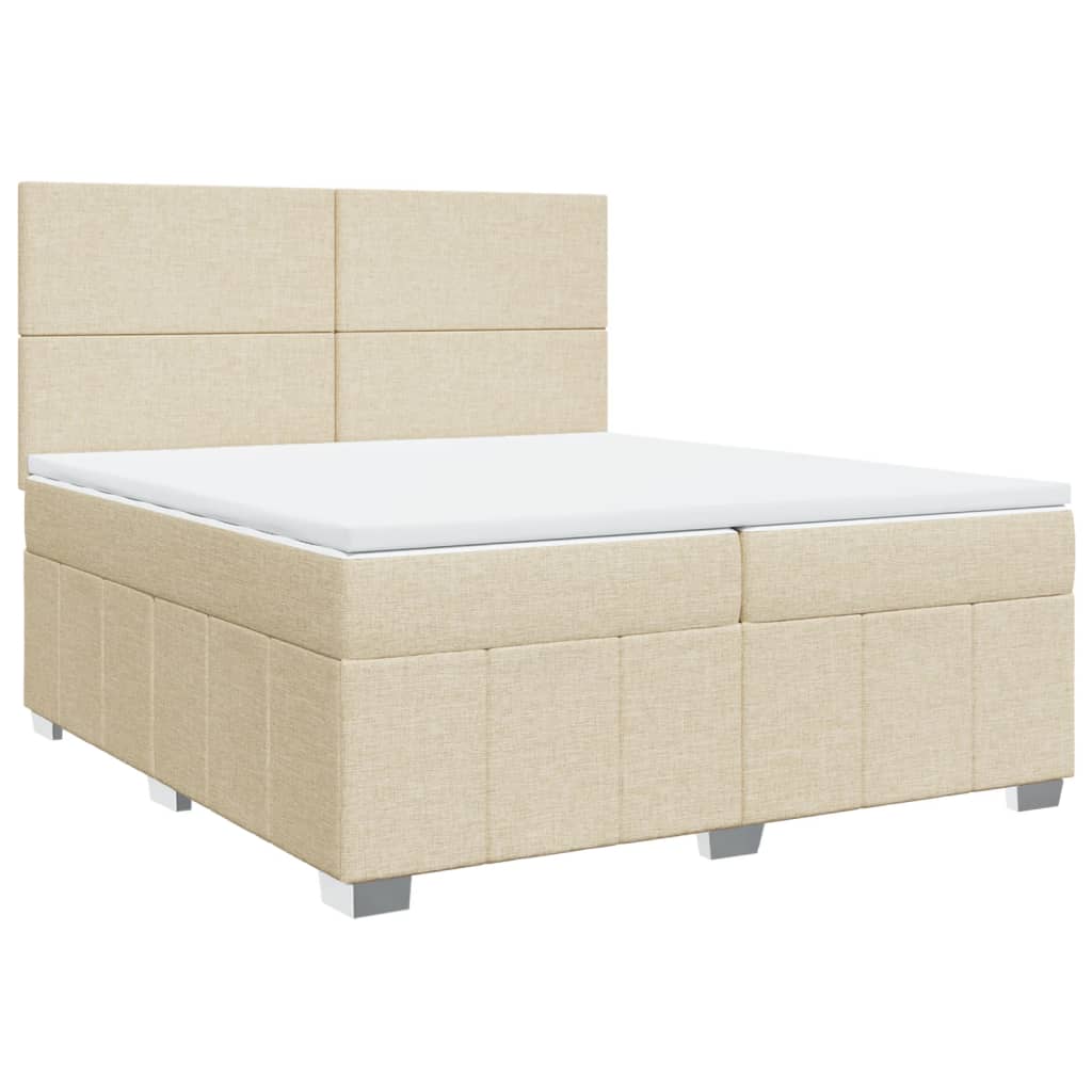 Sommier à lattes de lit avec matelas Crème 200x200 cm Tissu