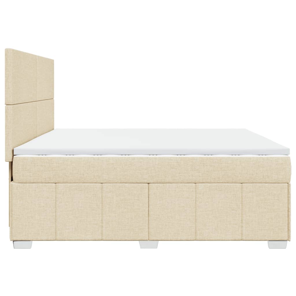 Sommier à lattes de lit avec matelas Crème 200x200 cm Tissu