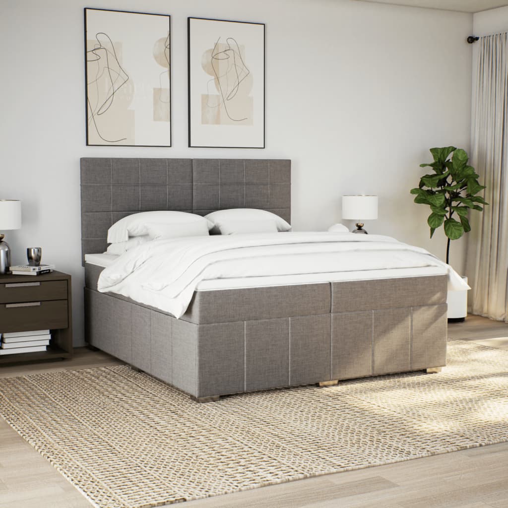 Sommier à lattes de lit avec matelas Taupe 200x200 cm Tissu