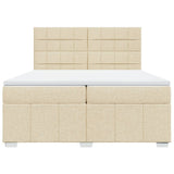 Bed slatted base with mattress Cream 200x200 cm Fabric