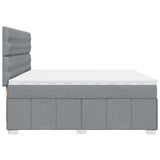 Sommier à lattes de lit avec matelas Gris clair 200x200cm Tissu