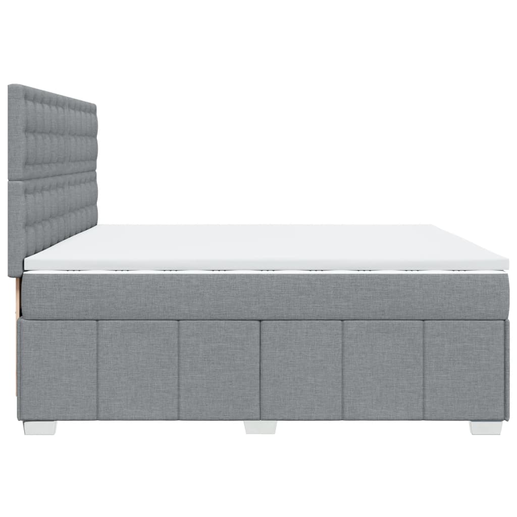 Sommier à lattes de lit avec matelas Gris clair 200x200cm Tissu