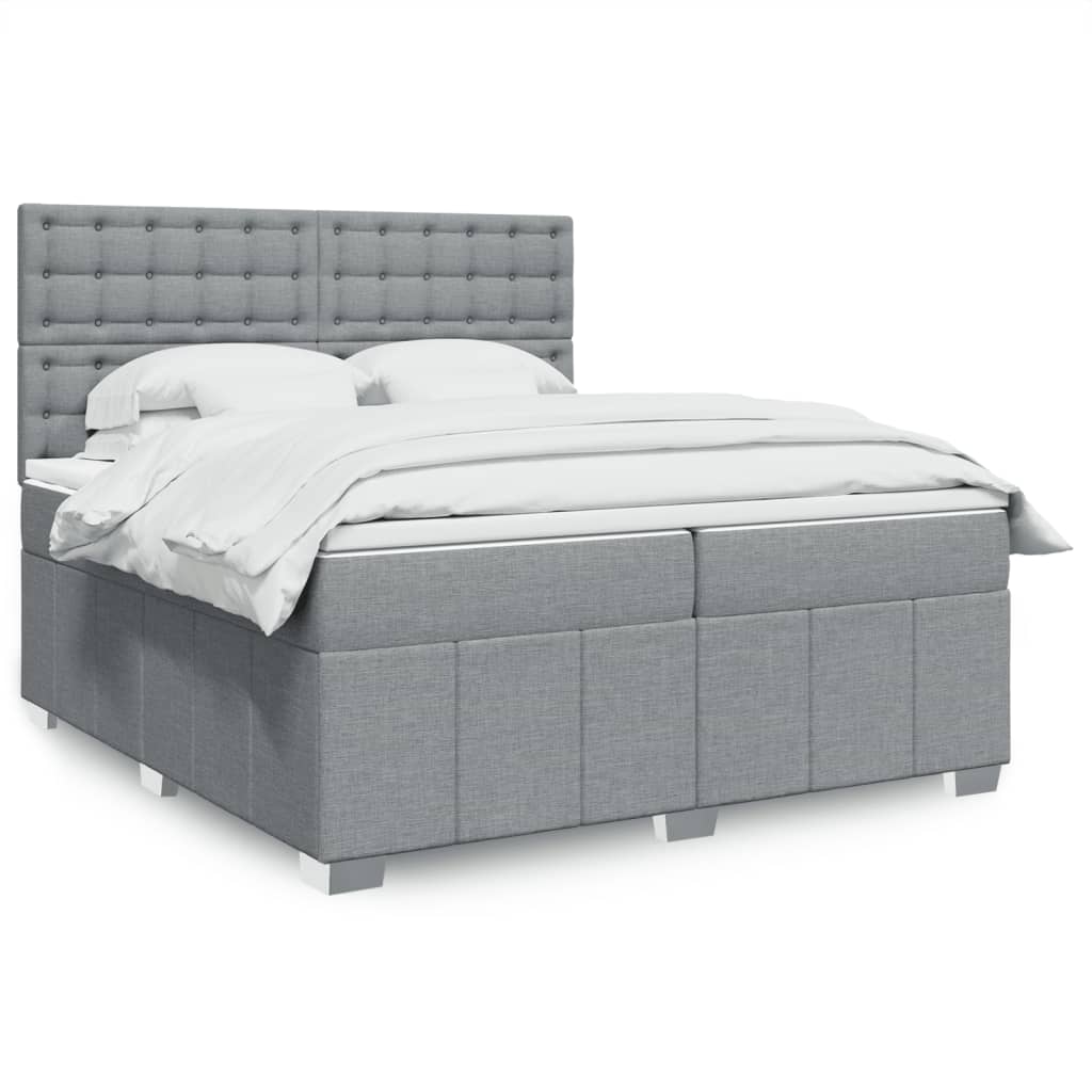 Sommier à lattes de lit avec matelas Gris clair 200x200cm Tissu