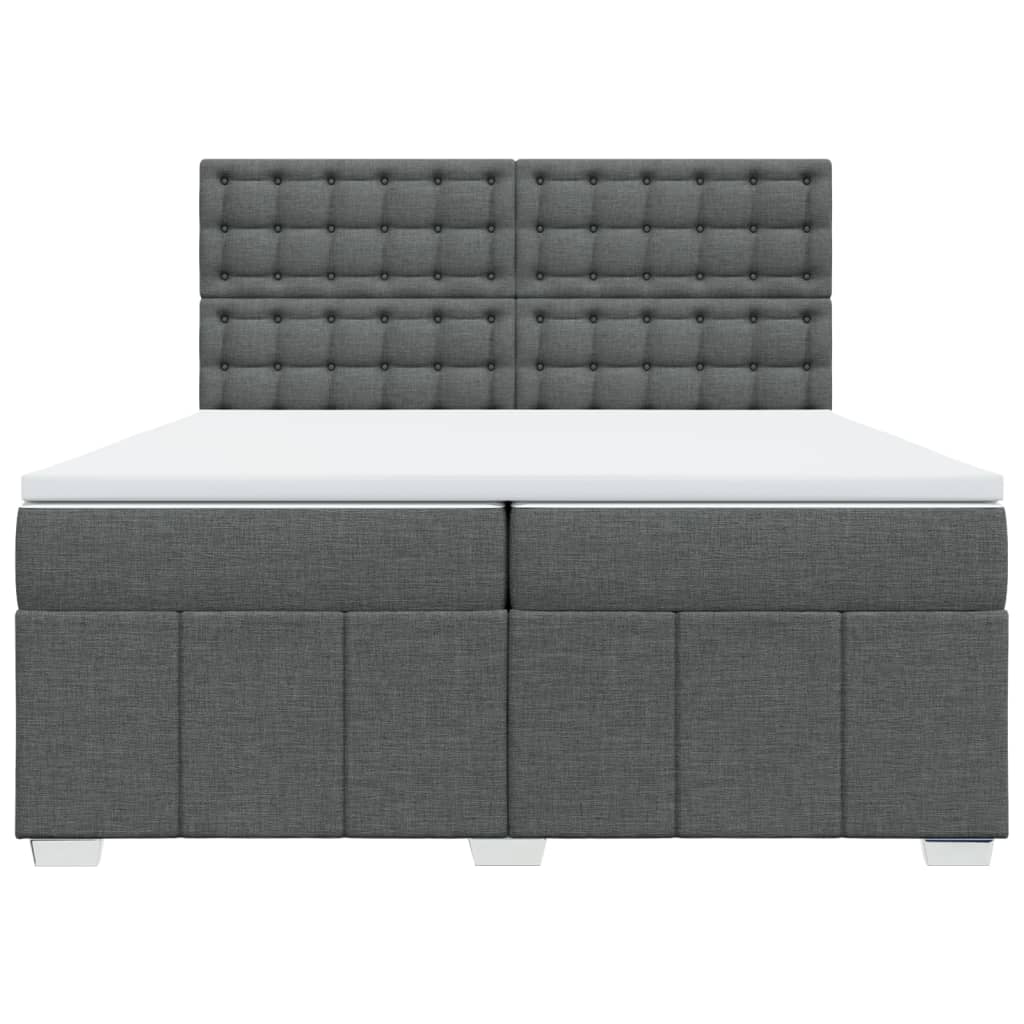 Sommier à lattes de lit avec matelas Gris foncé 200x200cm Tissu