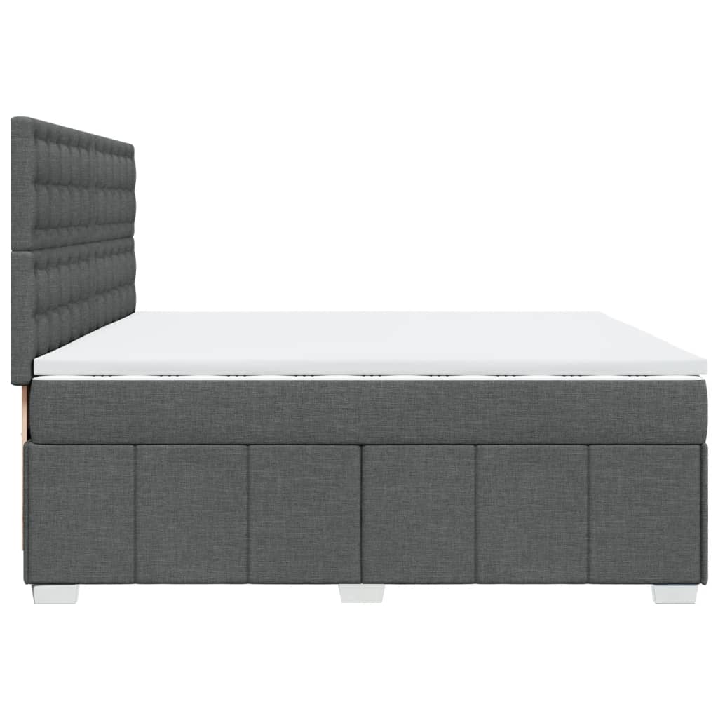 Sommier à lattes de lit avec matelas Gris foncé 200x200cm Tissu