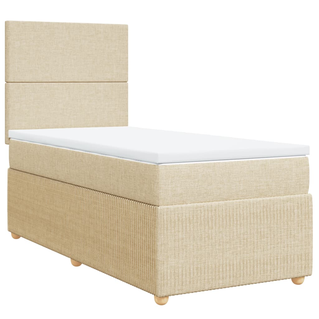 Sommier à lattes de lit avec matelas Crème 80x200 cm Tissu