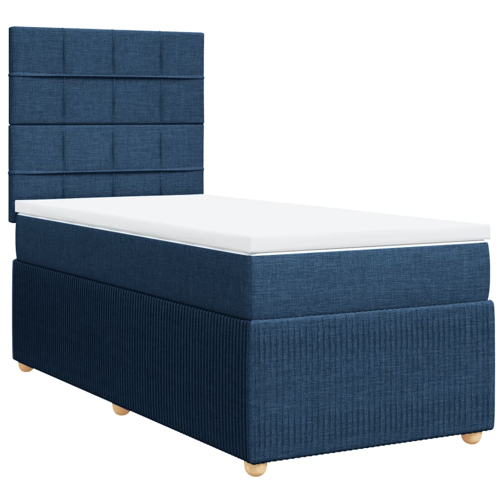 Slatted bed base with mattress Blue 80x200 cm Fabric