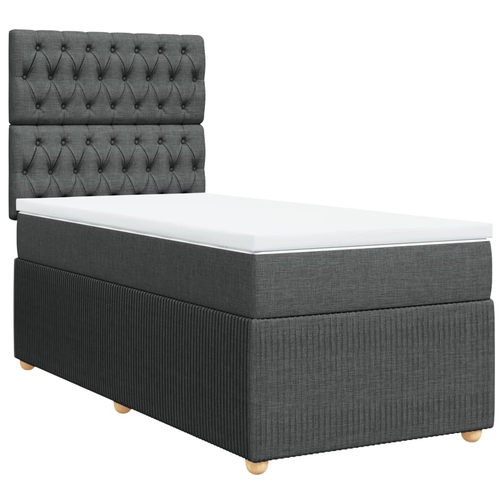 Sommier à lattes de lit avec matelas Gris foncé 80x200 cm Tissu