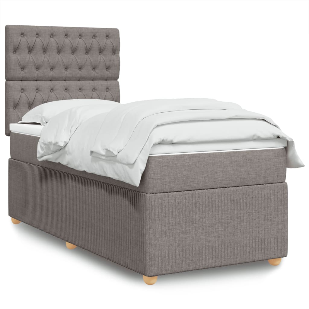 Slatted bed base with mattress Taupe 80x200 cm Fabric