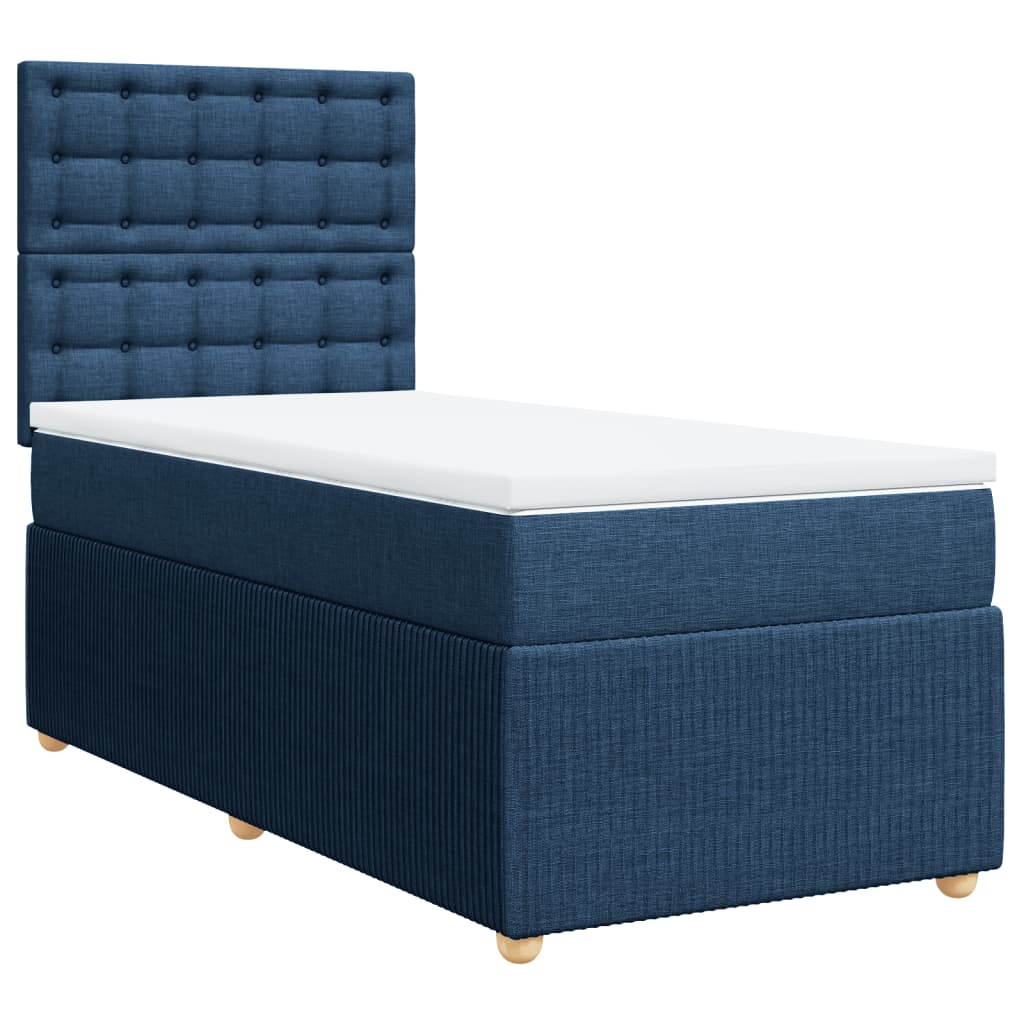 Slatted bed base with mattress Blue 80x200 cm Fabric