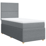 Slatted bed base with mattress Light grey 90x200 cm Fabric