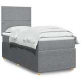 Slatted bed base with mattress Light grey 90x200 cm Fabric