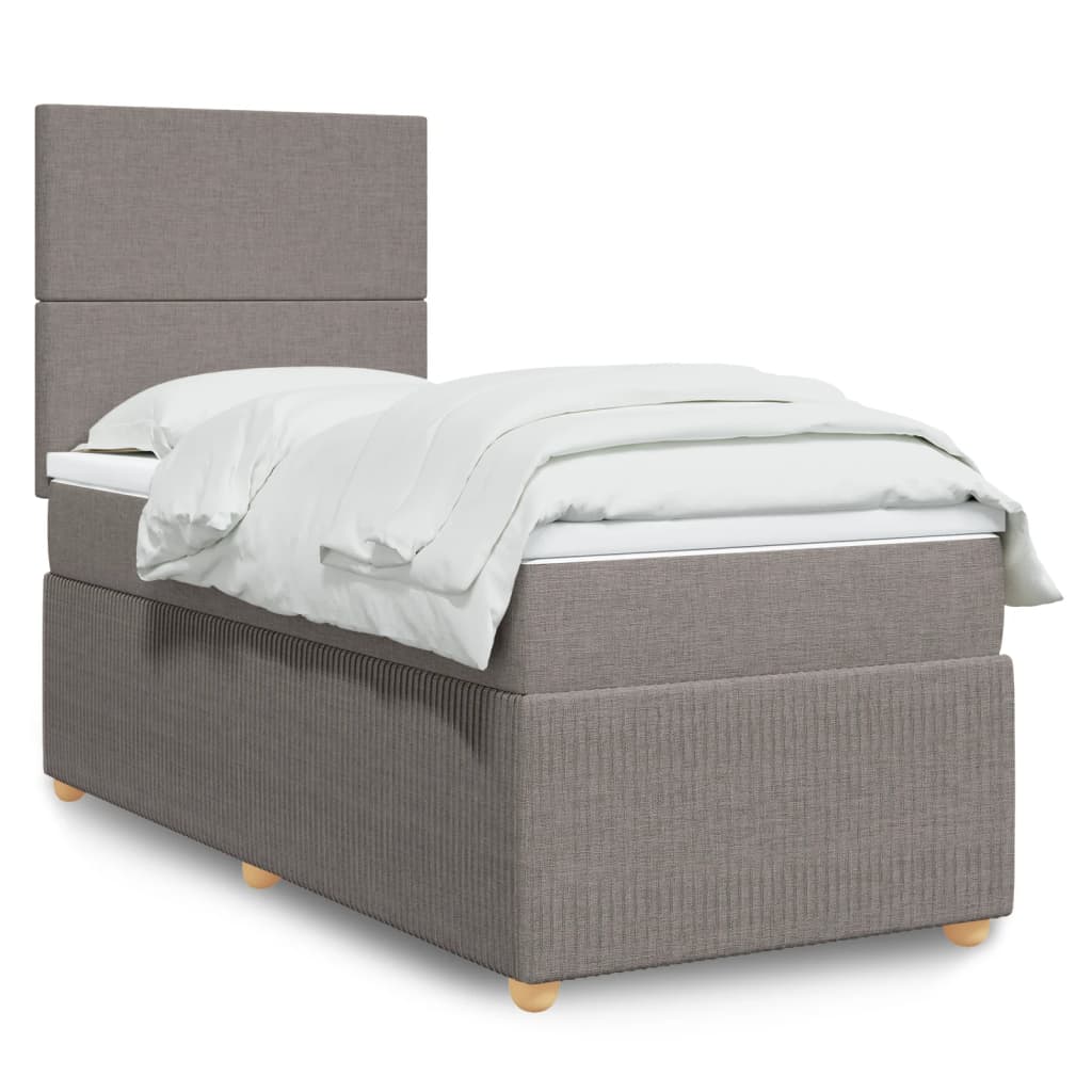 Sommier à lattes de lit avec matelas Taupe 90x200 cm Tissu