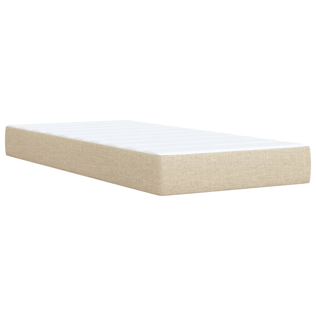 Sommier à lattes de lit avec matelas Crème 90x200 cm Tissu