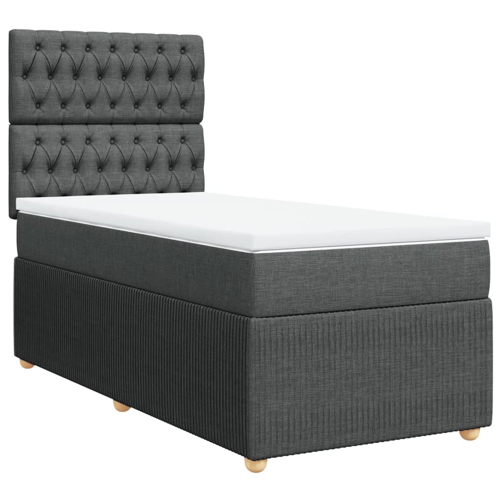 Sommier à lattes de lit avec matelas Gris foncé 90x200 cm Tissu