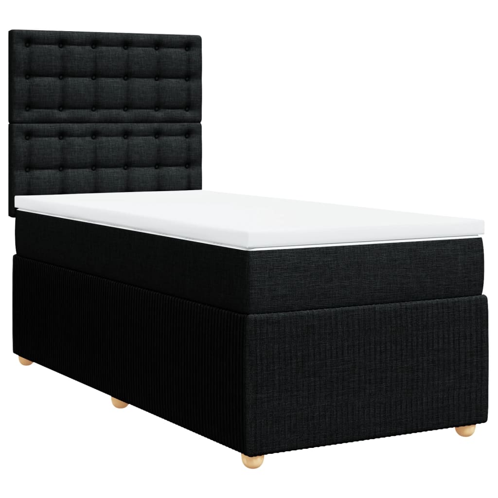 Sommier à lattes de lit avec matelas Noir 90x200 cm Tissu