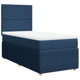 Slatted bed base with mattress Blue 100x200 cm Fabric