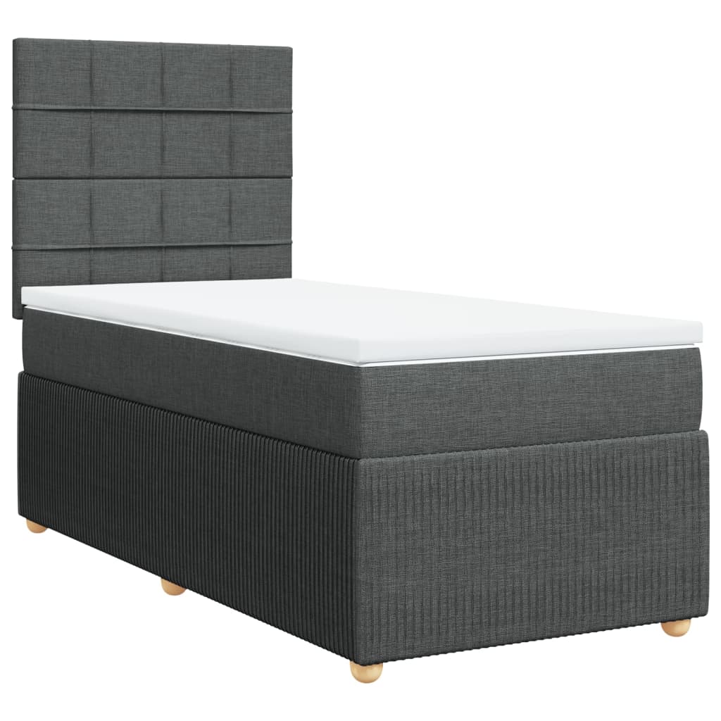 Slatted bed base with mattress Dark grey 100x200cm Fabric