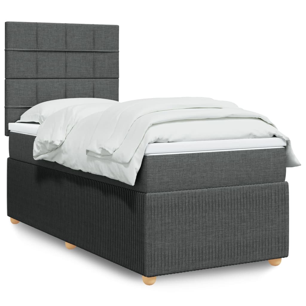 Slatted bed base with mattress Dark grey 100x200cm Fabric