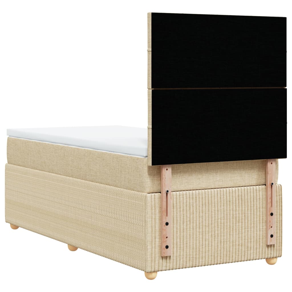 Sommier à lattes de lit avec matelas Crème 100x200 cm Tissu