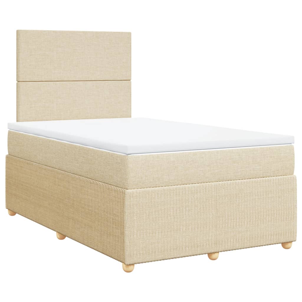 Slatted bed base with cream mattress 120x190 cm fabric