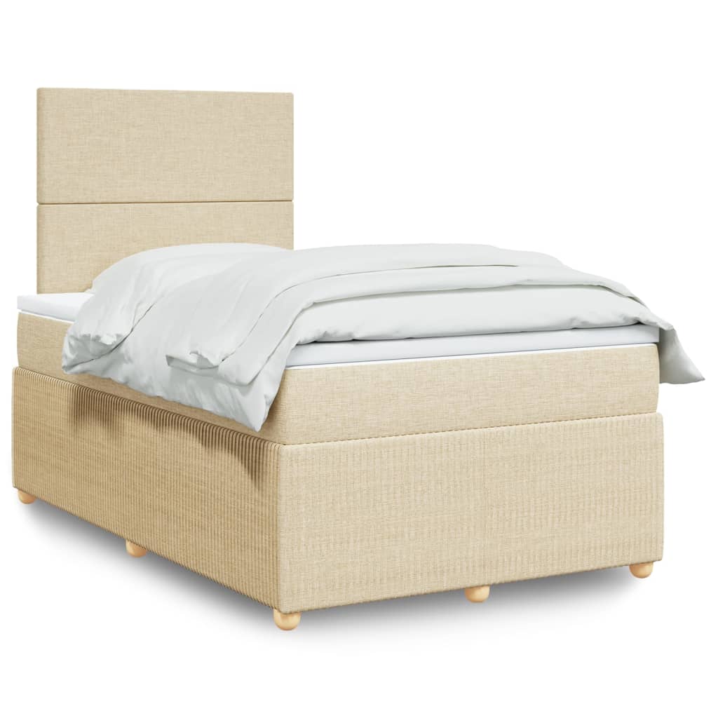 Slatted bed base with cream mattress 120x190 cm fabric