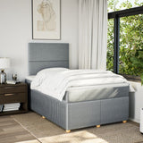 Slatted bed base with mattress Light grey 120x200cm Fabric