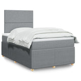 Slatted bed base with mattress Light grey 120x200cm Fabric