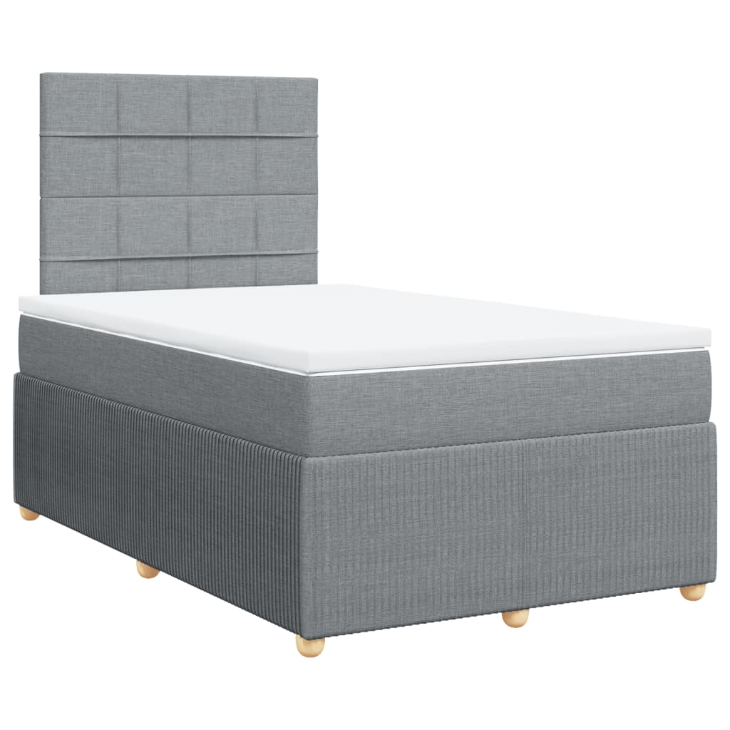 Slatted bed base with mattress Light grey 120x200cm Fabric