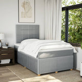 Slatted bed base with mattress Light grey 120x200cm Fabric