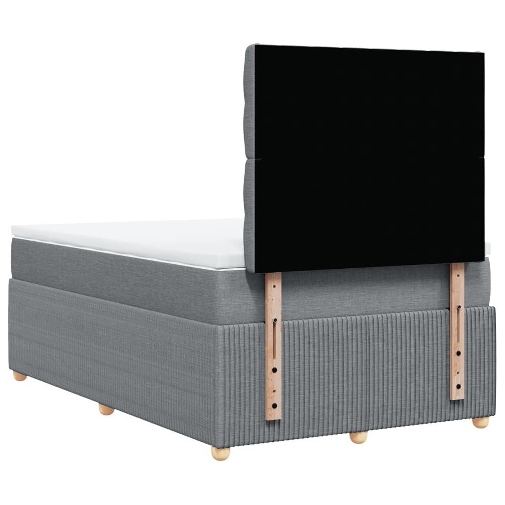 Slatted bed base with mattress Light grey 120x200cm Fabric