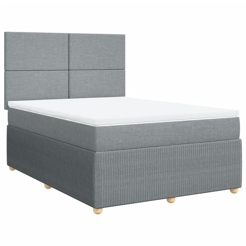 Sommier à lattes de lit avec matelas Gris clair 140x190cm Tissu