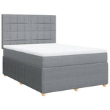 Slatted bed base with mattress Light grey 140x190cm Fabric