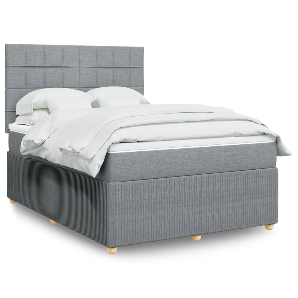 Slatted bed base with mattress Light grey 140x190cm Fabric