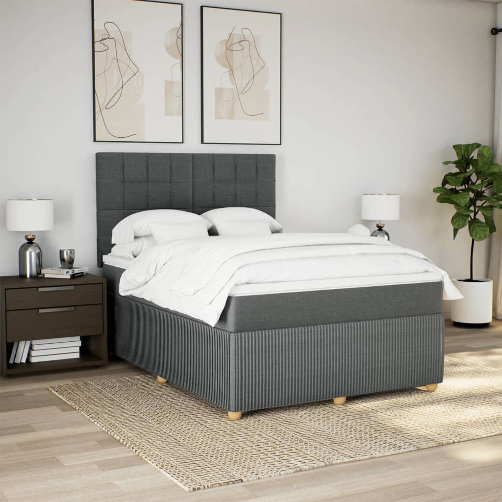 Slatted bed base with mattress Dark grey 140x190cm Fabric