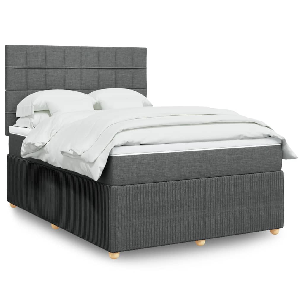 Slatted bed base with mattress Dark grey 140x190cm Fabric