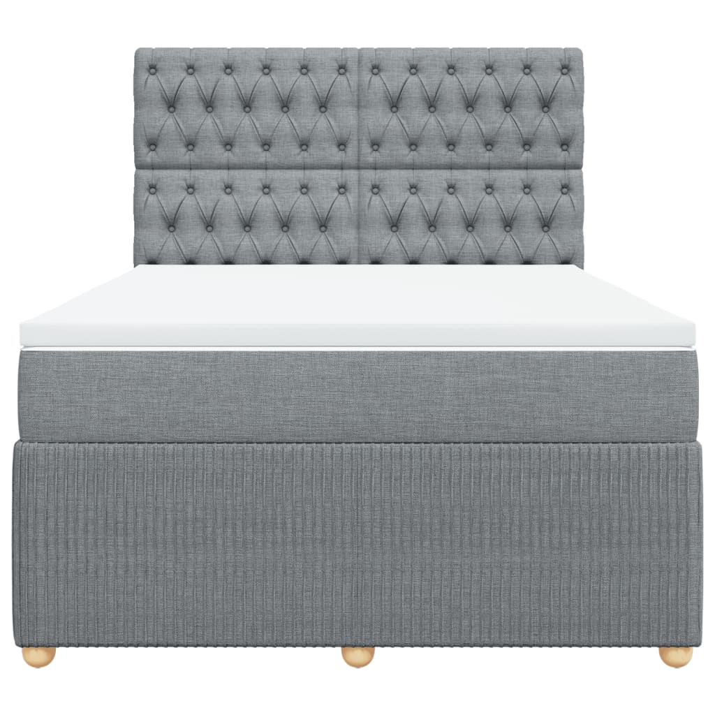 Sommier à lattes de lit avec matelas Gris clair 140x190cm Tissu