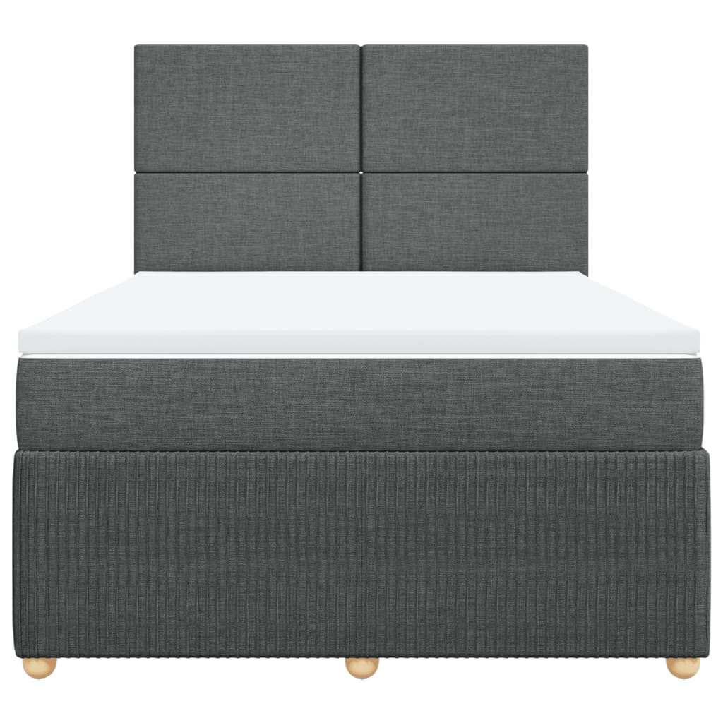 Slatted bed base with mattress Dark grey 140x200cm Fabric