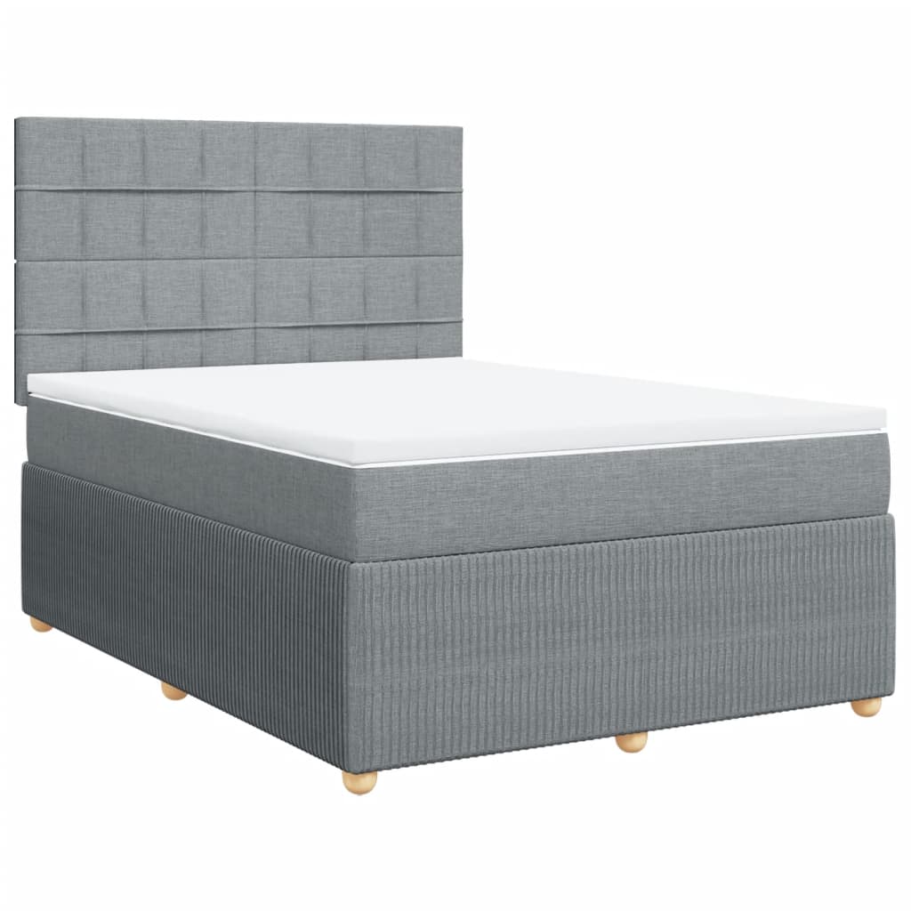 Slatted bed base with mattress Light grey 140x200cm Fabric