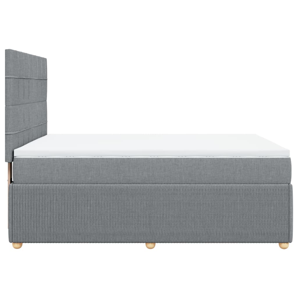 Slatted bed base with mattress Light grey 140x200cm Fabric