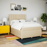 Bed slatted base with mattress Cream 140x200 cm Fabric