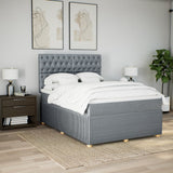 Slatted bed base with mattress Light grey 140x200cm Fabric