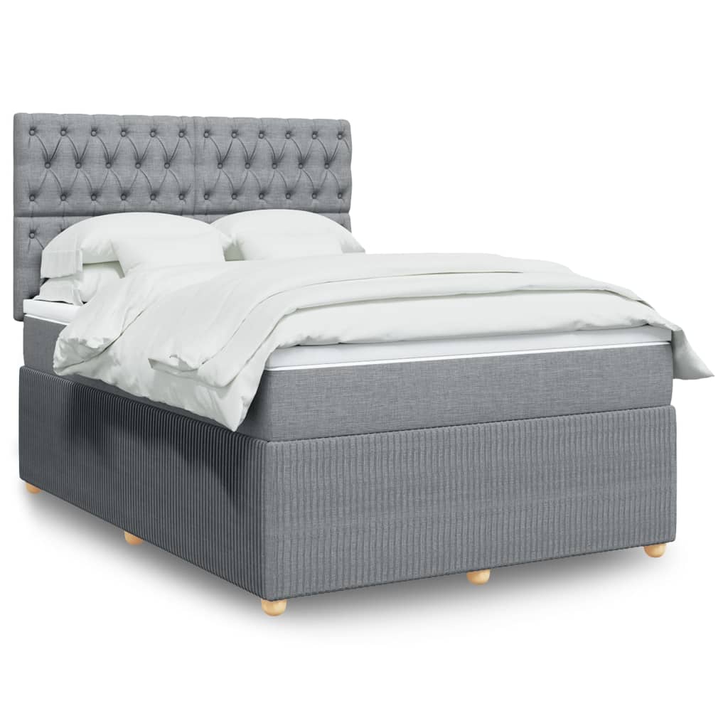 Slatted bed base with mattress Light grey 140x200cm Fabric