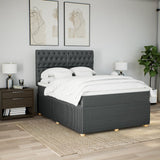 Slatted bed base with mattress Dark grey 140x200cm Fabric