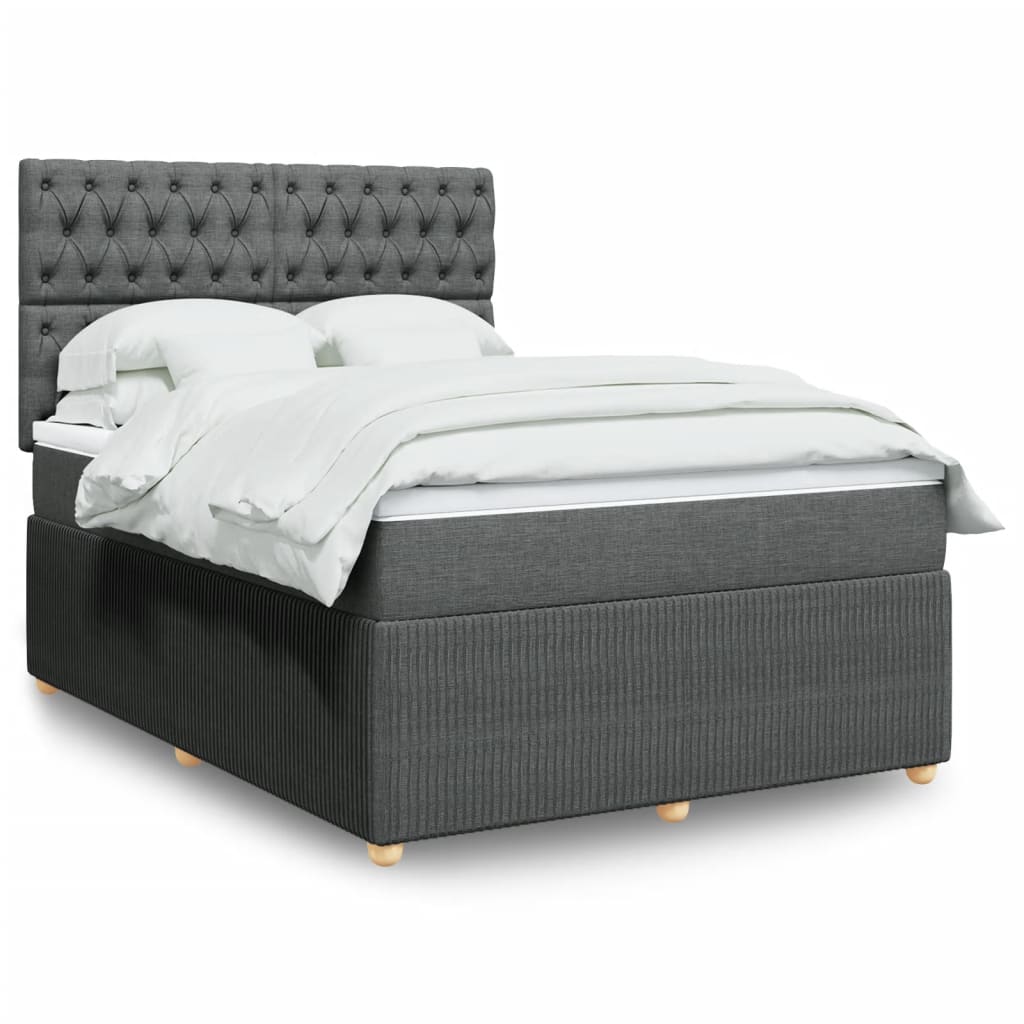 Slatted bed base with mattress Dark grey 140x200cm Fabric