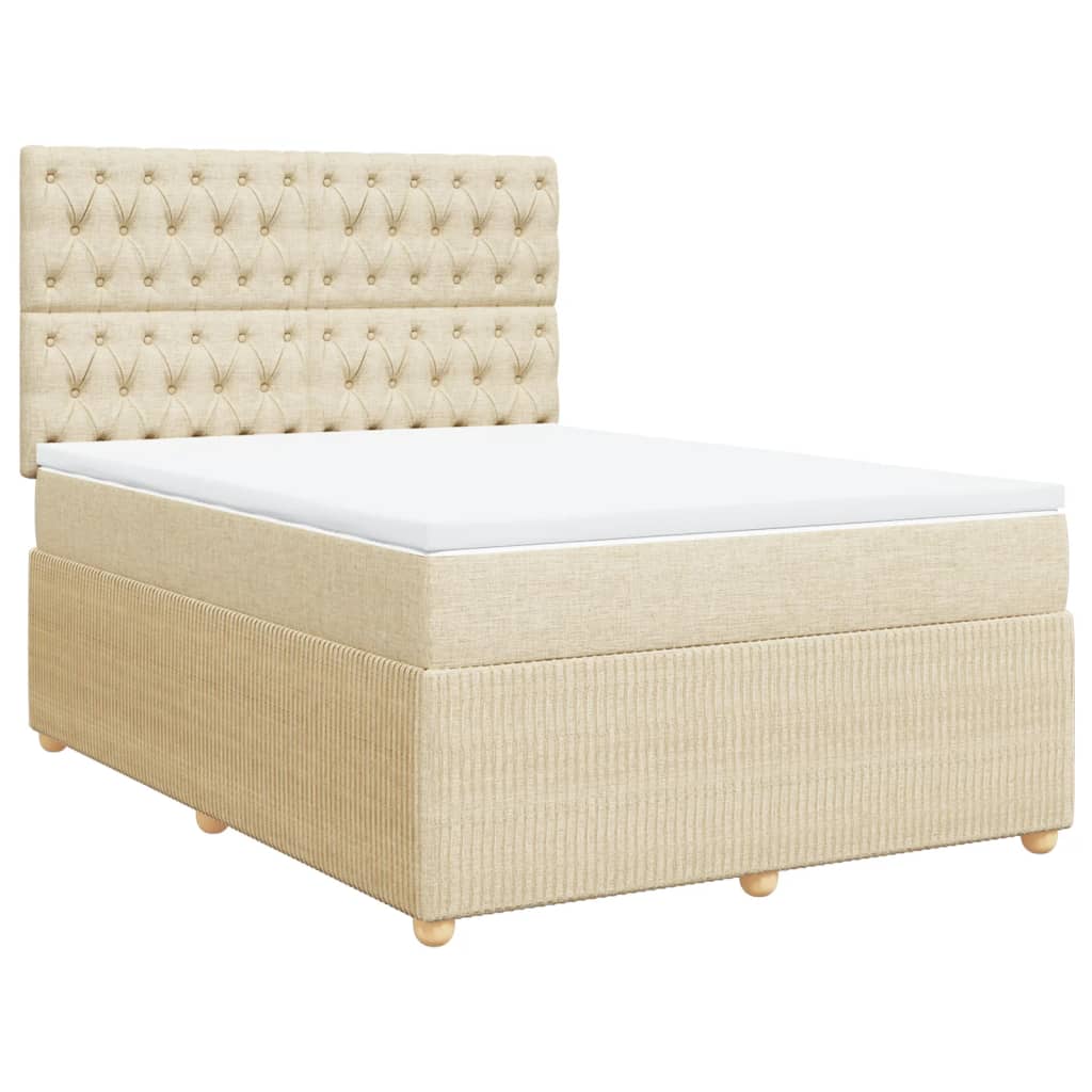 Bed slatted base with mattress Cream 140x200 cm Fabric