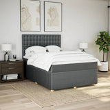 Slatted bed base with mattress Dark grey 140x200cm Fabric