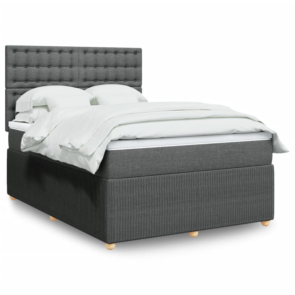 Slatted bed base with mattress Dark grey 140x200cm Fabric