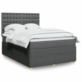 Slatted bed base with mattress Dark grey 140x200cm Fabric